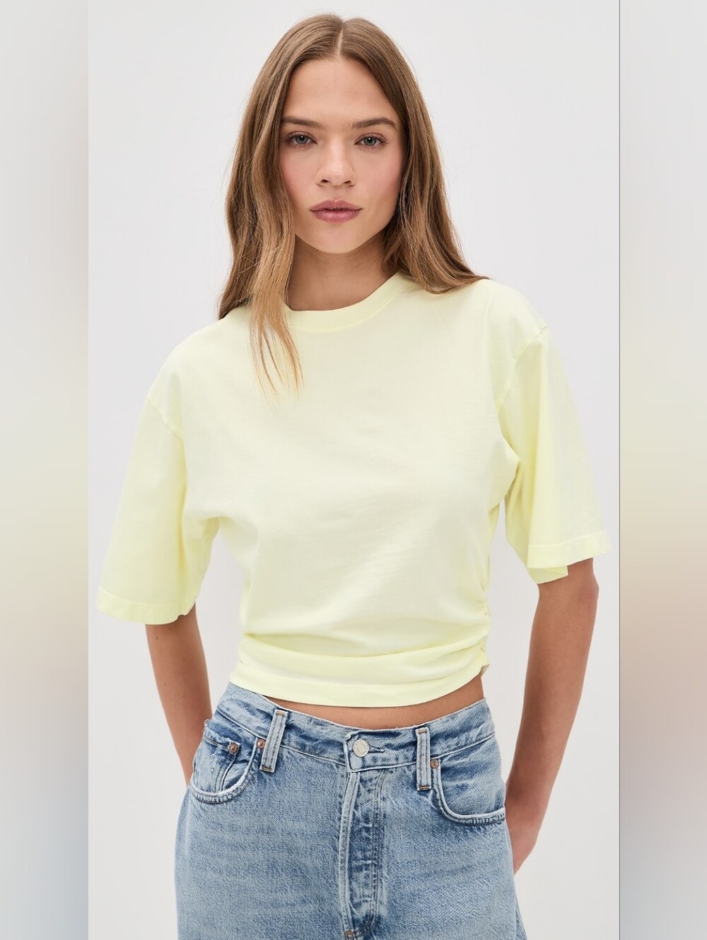 AGOLDE Shari Tee Shirt in Lemon Drop Size S